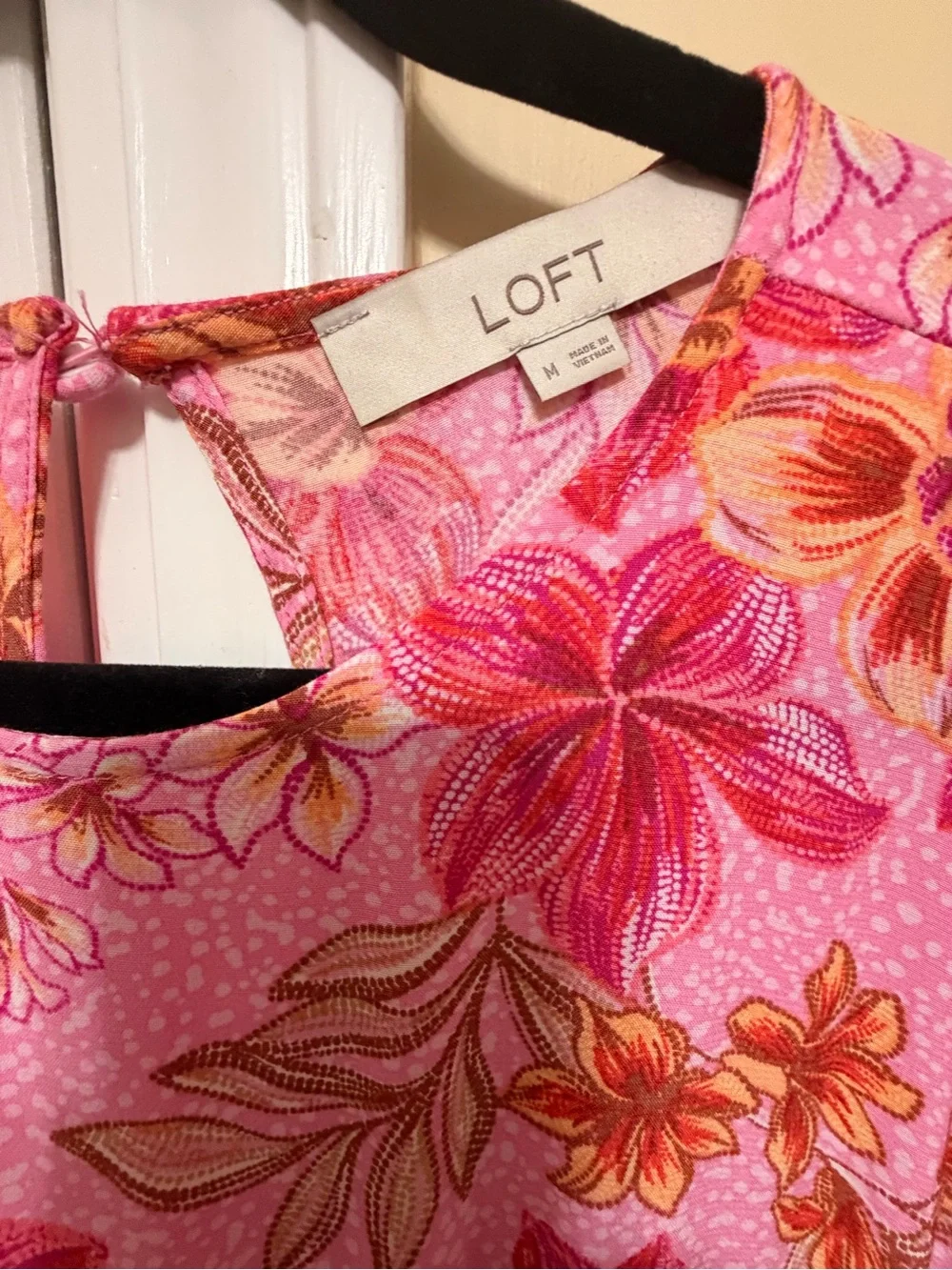 LOFT Pink Floral Sleeveless Dress
